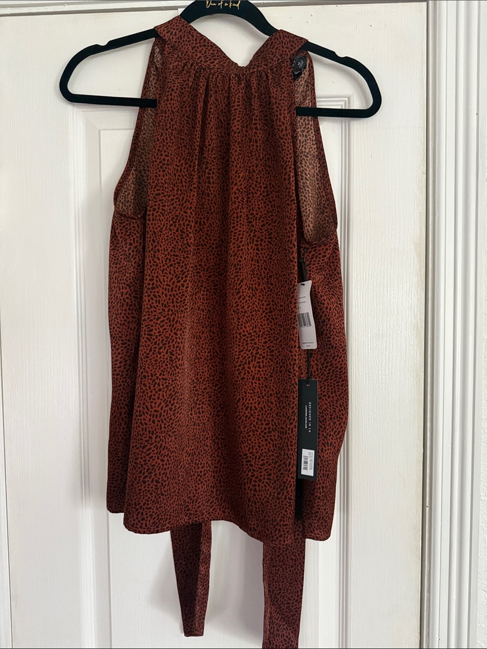 Liverpool Rust Red Leopard-Print Halter Tank Top